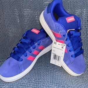 Adidas Kids Grand Court 00s-Lucid Blue/Pulse Magenta, Size:4 Kids